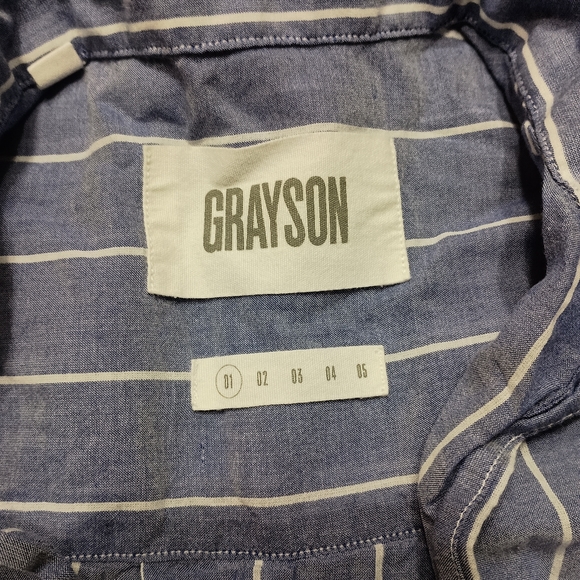 Grayson The Hero Blue and White Striped Button Down Shirt Size 01 - Picture 7 of 7